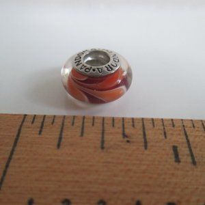 Vintage Pandora Auburn Swirl Murano Glass Bead Bracelet Sterling core Charm